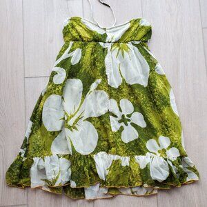 Urban Outfitters Green Tropical Floral Print Mini Strapless Dress Size XS